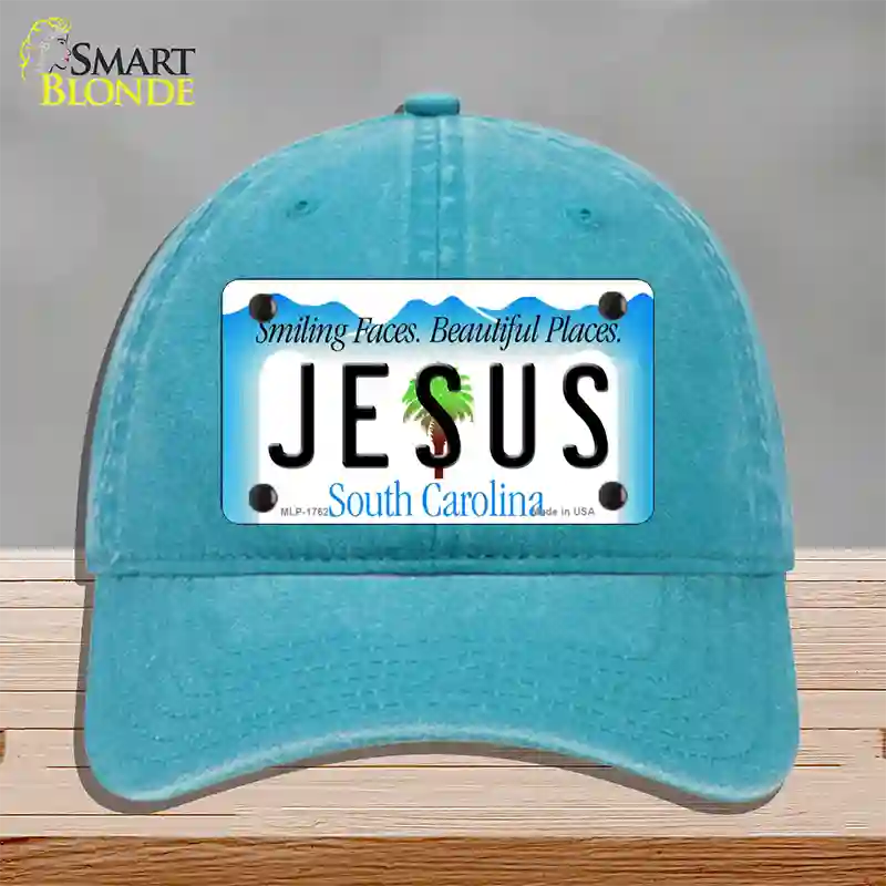 Jesus South Carolina Blue Novelty License Plate Hat Unconstructed Cotton / Lake Blue