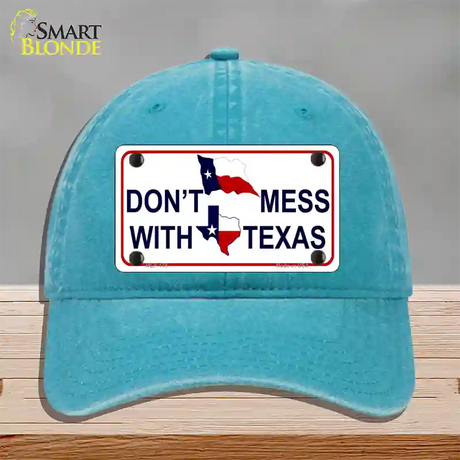 Dont Mess With Texas Novelty License Plate Hat Unconstructed Cotton / Lake Blue