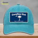 Carolina Girl Blue Novelty License Plate Hat Unconstructed Cotton / Lake Blue