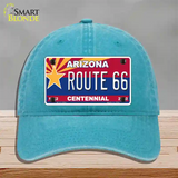 Arizona Centennial Route 66 Novelty License Plate Hat Unconstructed Cotton / Lake Blue