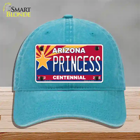 Arizona Centennial Princess Novelty License Plate Hat Unconstructed Cotton / Lake Blue