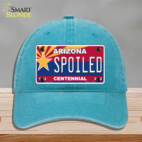 Arizona Centennial Spoiled Novelty License Plate Hat Unconstructed Cotton / Lake Blue