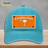 Carolina Girl Orange Novelty License Plate Hat Unconstructed Cotton / Lake Blue