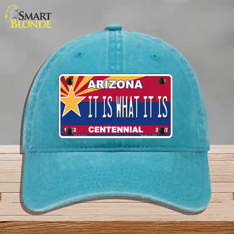 Arizona Centennial It Is What It Is Novelty License Plate Hat Unconstructed Cotton / Lake Blue