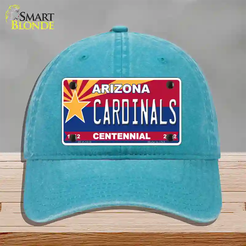 Arizona Centennial Cardinals Novelty License Plate Hat Unconstructed Cotton / Lake Blue