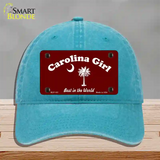 Carolina Girl Burgundy Novelty License Plate Hat Unconstructed Cotton / Lake Blue