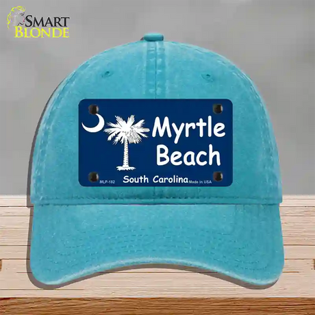 Myrtle Beach Novelty License Plate Hat Unconstructed Cotton / Lake Blue