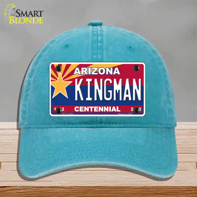 Arizona Centennial Kingman Novelty License Plate Hat Unconstructed Cotton / Lake Blue