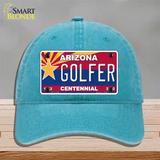 Arizona Centennial Golfer Novelty License Plate Hat Unconstructed Cotton / Lake Blue