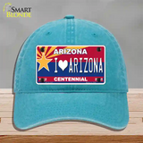 Arizona Centennial I Love Arizona Novelty License Plate Hat Unconstructed Cotton / Lake Blue