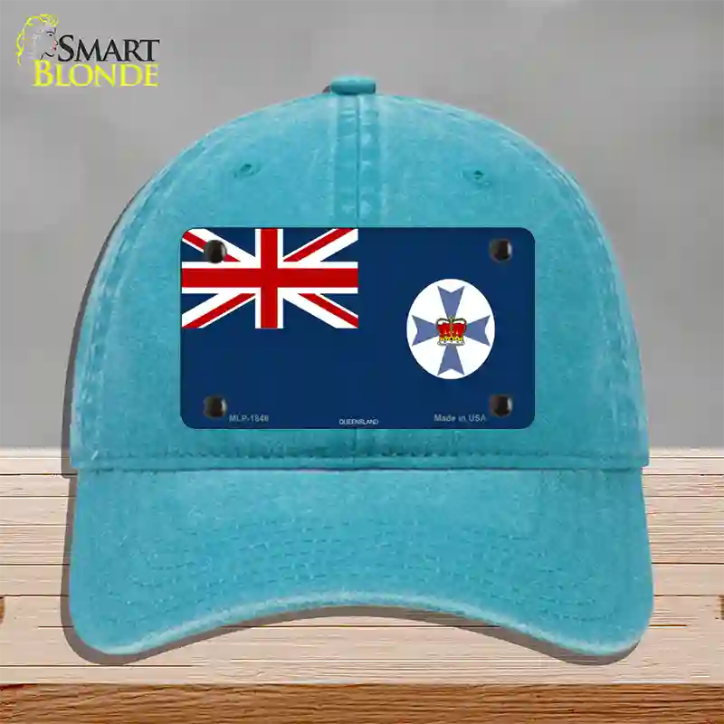 Queensland Flag Novelty License Plate Hat Unconstructed Cotton / Lake Blue