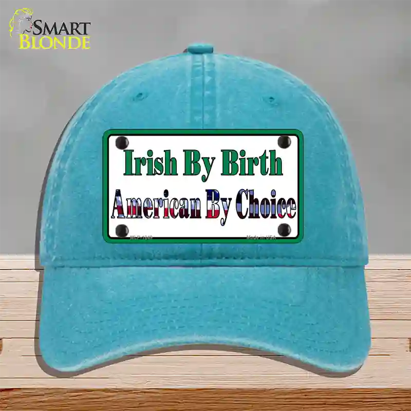 Irish By Birth Novelty License Plate Hat Unconstructed Cotton / Lake Blue