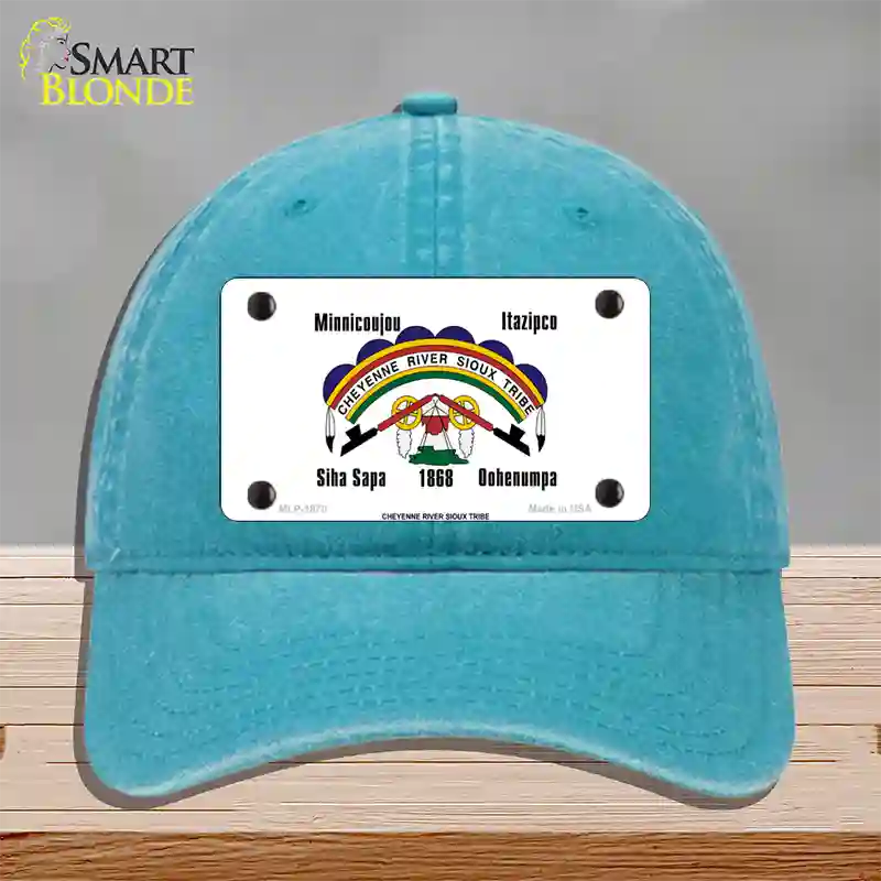 Cheyenne River Sioux Flag Novelty License Plate Hat Unconstructed Cotton / Lake Blue