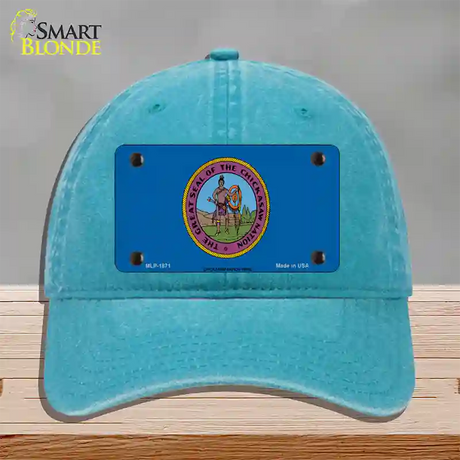 Chickasaw Nation Flag Novelty License Plate Hat Unconstructed Cotton / Lake Blue