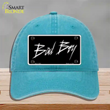 Bad Boy Black Novelty License Plate Hat Unconstructed Cotton / Lake Blue