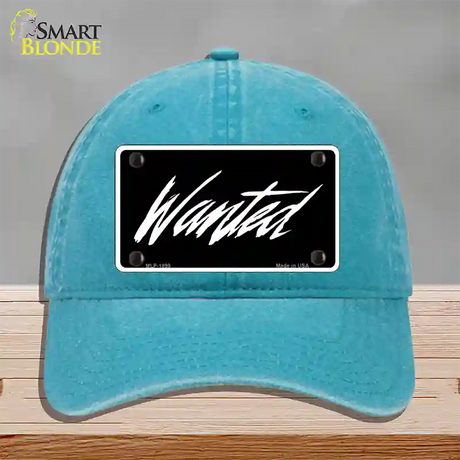 Wanted Novelty License Plate Hat Unconstructed Cotton / Lake Blue