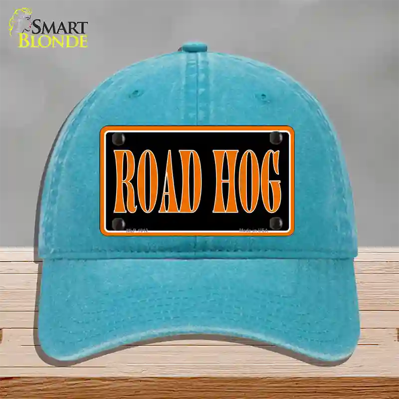 Road Hog Novelty License Plate Hat Unconstructed Cotton / Lake Blue