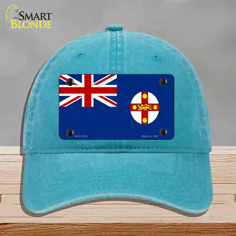 New South Wales Flag Novelty License Plate Hat Unconstructed Cotton / Lake Blue