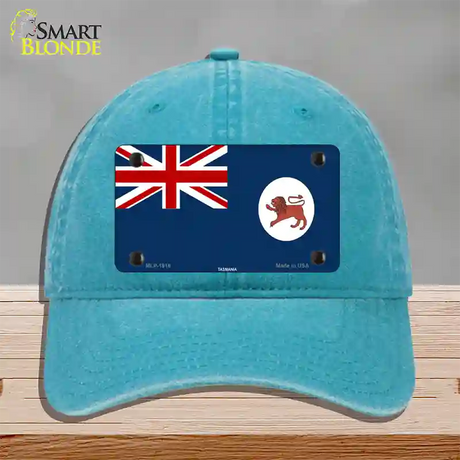 Tasmania Flag Novelty License Plate Hat Unconstructed Cotton / Lake Blue