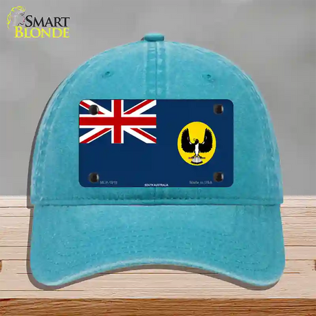 South Australia Flag Novelty License Plate Hat Unconstructed Cotton / Lake Blue