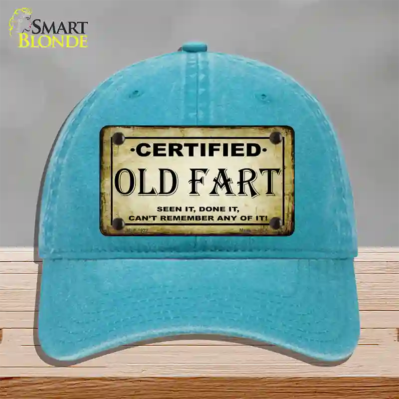 Certified Old Fart Novelty License Plate Hat Unconstructed Cotton / Lake Blue