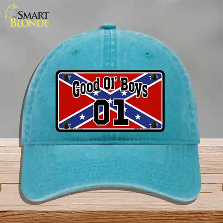 Good Ol Boys Confederate Flag Novelty License Plate Hat Unconstructed Cotton / Lake Blue