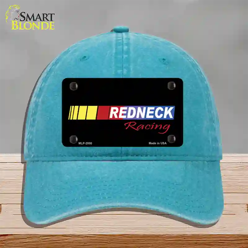 Redneck Racing Novelty License Plate Hat Unconstructed Cotton / Lake Blue