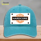 Hardcore Scooter Trash White Novelty License Plate Hat Unconstructed Cotton / Lake Blue