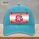 Hibiscus Flower Novelty License Plate Hat Unconstructed Cotton / Lake Blue