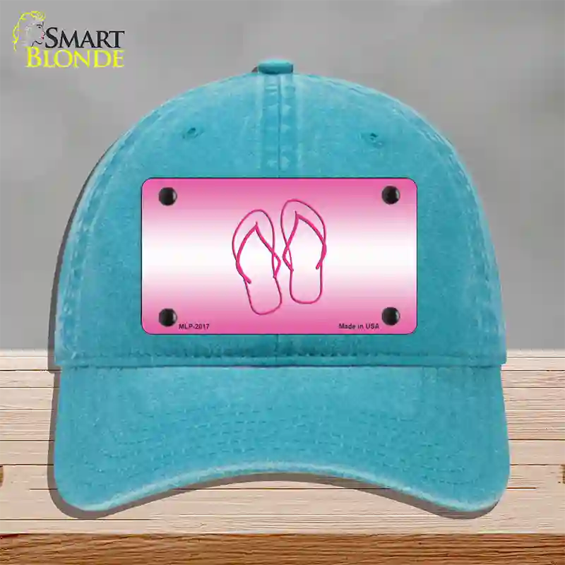 Flip Flops Pink Novelty License Plate Hat Unconstructed Cotton / Lake Blue