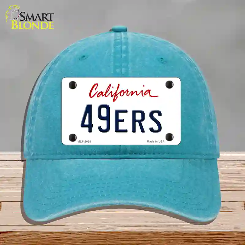 49ERS California State Novelty License Plate Hat Unconstructed Cotton / Lake Blue