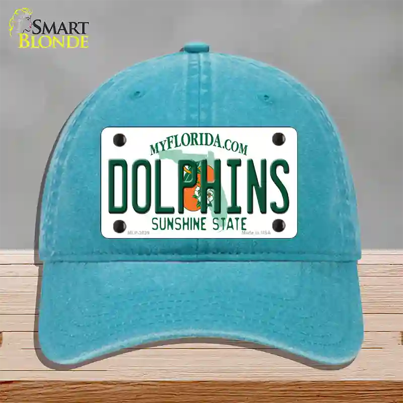 Dolphins Florida State Novelty License Plate Hat Unconstructed Cotton / Lake Blue