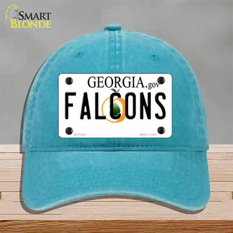 Falcons Georgia State Novelty License Plate Hat Unconstructed Cotton / Lake Blue