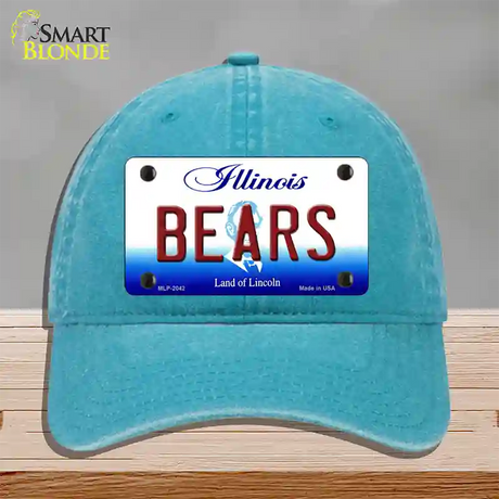 Bears Illinois State Novelty License Plate Hat Unconstructed Cotton / Lake Blue