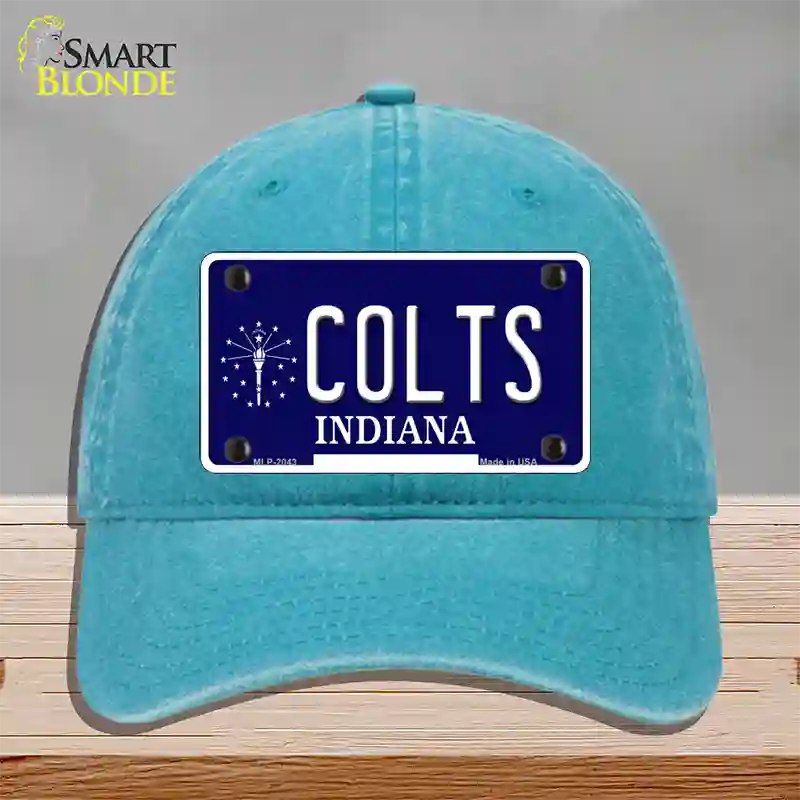 Colts Indiana State Novelty License Plate Hat Unconstructed Cotton / Lake Blue