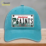 Saints Louisiana State Novelty License Plate Hat Unconstructed Cotton / Lake Blue