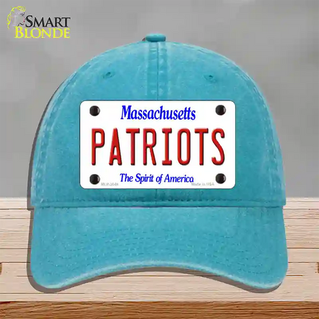 Patriots Massachusetts State Novelty License Plate Hat Unconstructed Cotton / Lake Blue