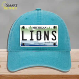 Lions Michigan State Novelty License Plate Hat Unconstructed Cotton / Lake Blue