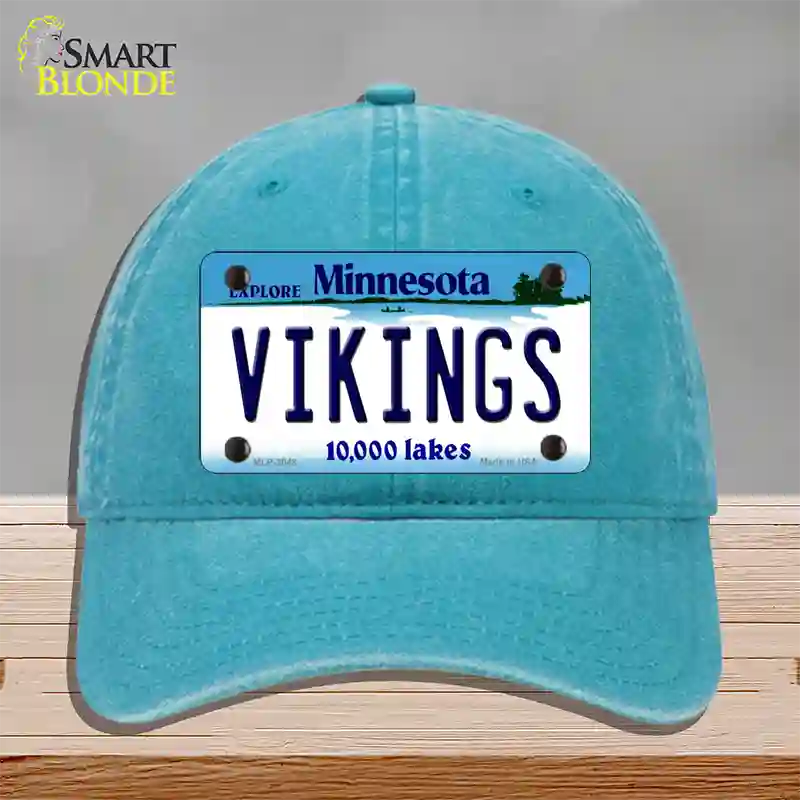 Vikings Minnesota State Novelty License Plate Hat Unconstructed Cotton / Lake Blue