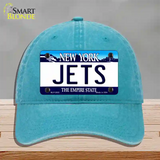 Jets New York State Novelty License Plate Hat Unconstructed Cotton / Lake Blue