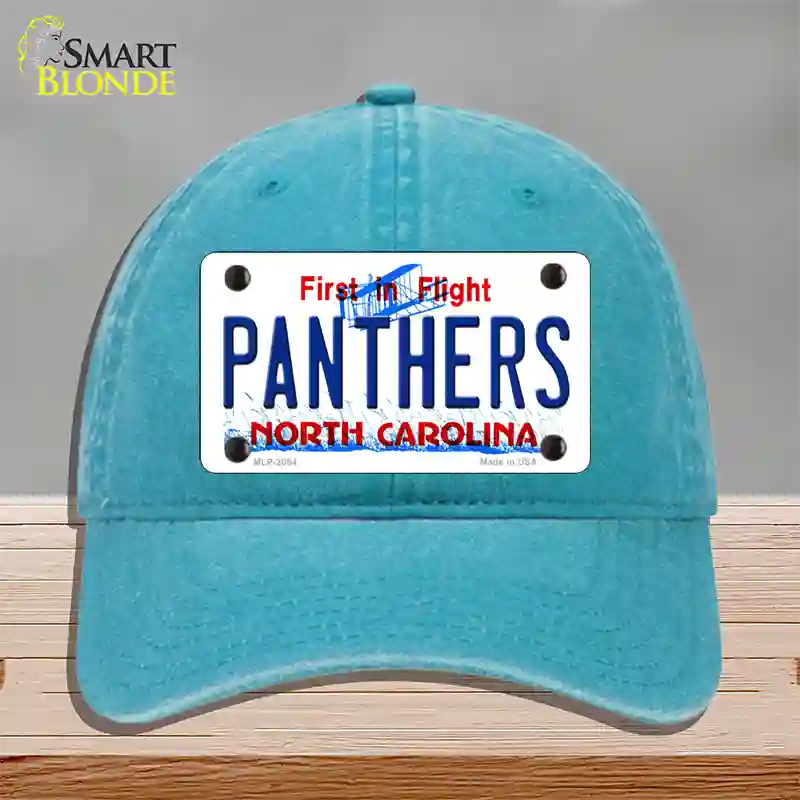 Panthers North Carolina State Novelty License Plate Hat Unconstructed Cotton / Lake Blue