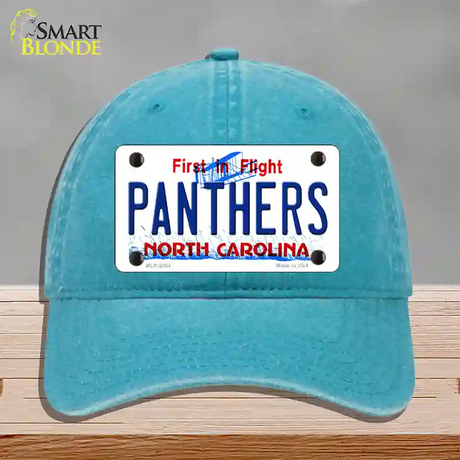 Panthers North Carolina State Novelty License Plate Hat Unconstructed Cotton / Lake Blue