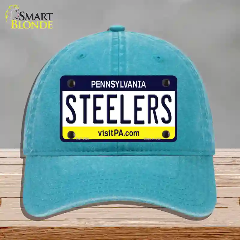 Steelers Pennsylvania State Novelty License Plate Hat Unconstructed Cotton / Lake Blue