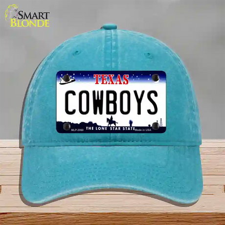 Cowboys Texas State Novelty License Plate Hat Unconstructed Cotton / Lake Blue