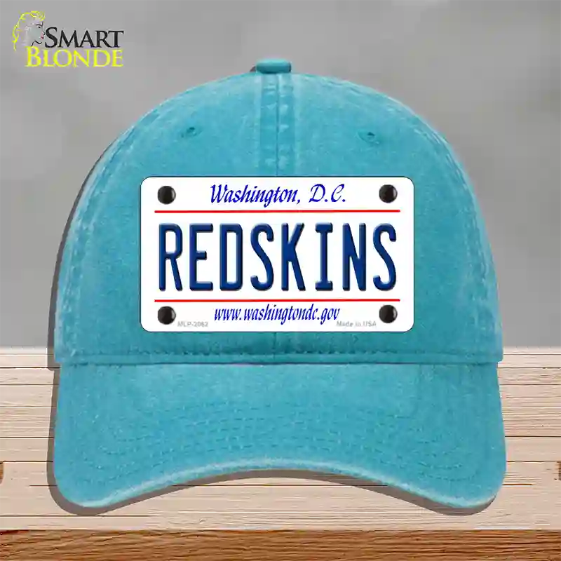 Redskins Washington State Novelty License Plate Hat Unconstructed Cotton / Lake Blue