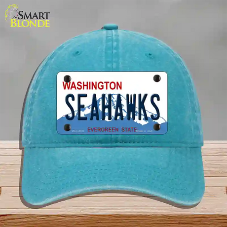 Seahawks Washington State Novelty License Plate Hat Unconstructed Cotton / Lake Blue