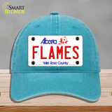 Flames Alberta Canada Province Novelty License Plate Hat Unconstructed Cotton / Lake Blue