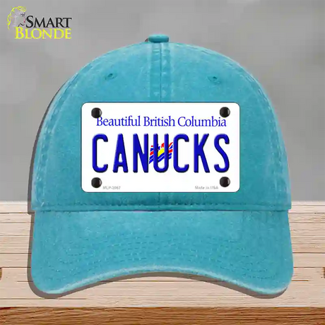 Canucks British Columbia Canada Province Novelty License Plate Hat Unconstructed Cotton / Lake Blue