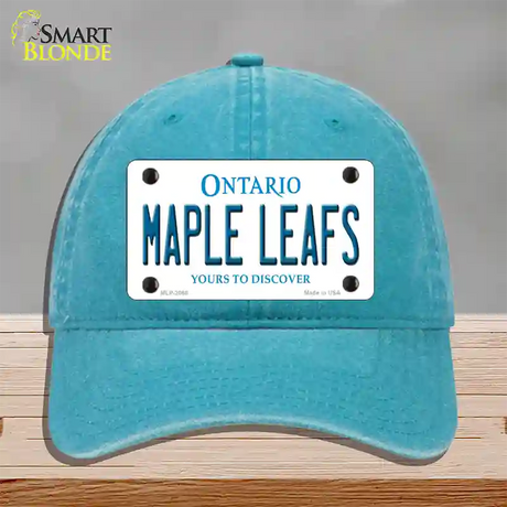 Maple Leafs Ontario Canada Province Novelty License Plate Hat Unconstructed Cotton / Lake Blue