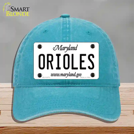 Orioles Maryland State Novelty License Plate Hat Unconstructed Cotton / Lake Blue